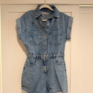 Zara Light Blue Denim Jumpsuit